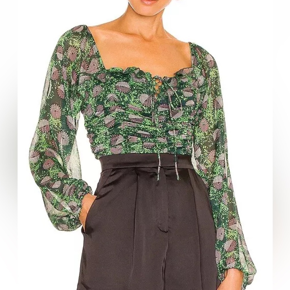 Bcbgeneration Women's Ruched Long Sleeve Square Neck size S
